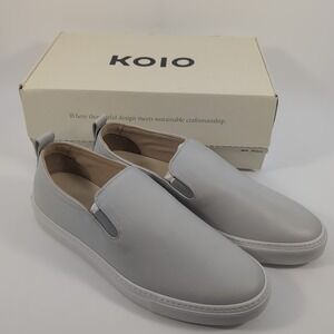 Koio Garda Italian Leather Slip-on Sneaker in Sandstone‎ Grey Size 13 New in Box